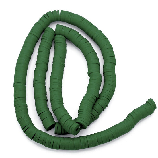 Бусины из полимерной глины Круг 6х1 мм 40 см (+-350 шт.) Зеленый темный