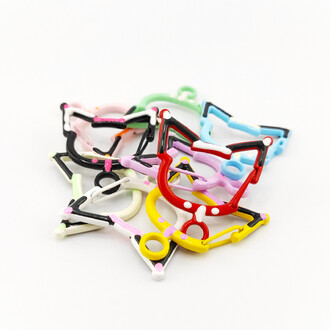 Карабин Киса 35х37х3 мм с колечком Ø 5 мм 3 шт. Разные цвета