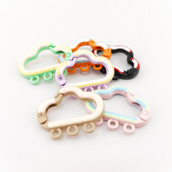Карабин Облачко 30х24х5 мм 3 колечка Ø 2 мм 3 шт. Разные цвета