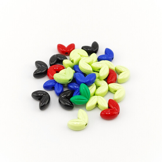 Бусина разделитель металлическая Листочки 10,5х7х4,6 мм Ø 1,3 мм 3 шт. Различные цвета