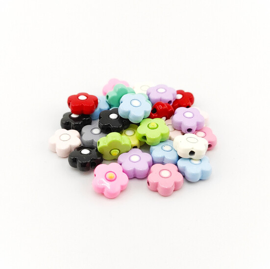 Бусина разделитель металлическая Цветочек 10х10х4 мм Ø 1,3 мм 3 шт. Разные цвета