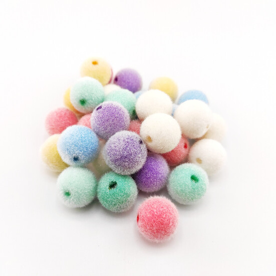 Бусина бархатная Шар 16 мм Ø 3 мм 3 шт. Разные цвета