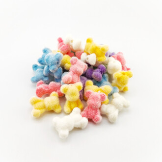 Бусина бархатная Мишка 24х17х13 мм Ø 2,7 мм 3 шт. Разные цвета