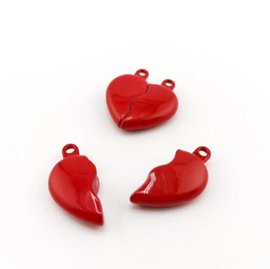 Замок подвеска магнитная Сердце 21,5х25х6 мм 1 шт. Красный