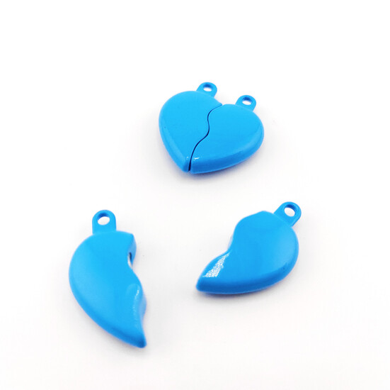 Замок подвеска магнитная Сердце 21,5х25х6 мм 1 шт. Голубой