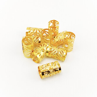 Трубочка украшение для дредов и косичек 15х10 мм 20 шт. Золотистый яркий