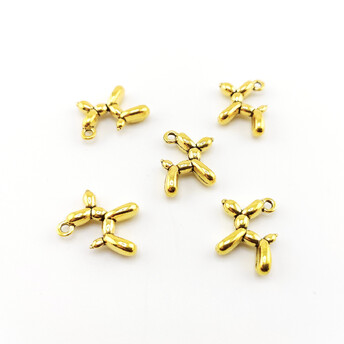 Подвеска Balloon Dog металлическая 17х18 мм 5 шт. Золотистый яркий