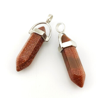 Кулон кристалл Авантюрин золотой песок 41х8 мм 1 шт.