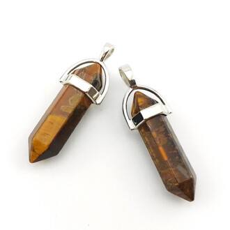 Кулон кристалл Тигровый глаз 41х8 мм 1 шт.