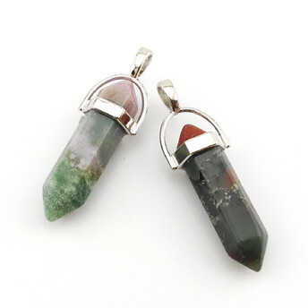 Кулон кристалл Яшма зеленая 41х8 мм 1 шт.