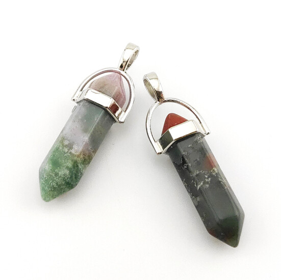 Кулон кристалл Яшма зеленая 41х8 мм 1 шт.