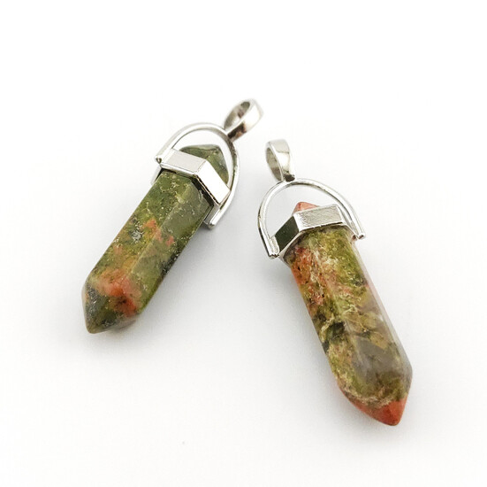 Кулон кристалл Яшма унакит 41х8 мм 1 шт.