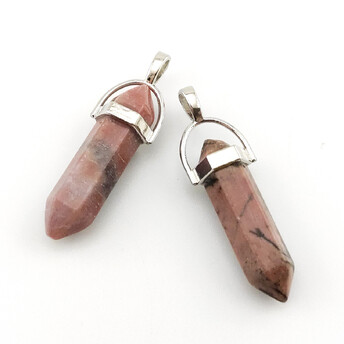 Кулон кристалл Родонит 41х8 мм 1 шт.