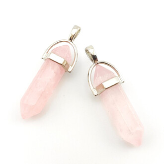 Кулон кристалл Розовый кварц 41х8 мм 1 шт.