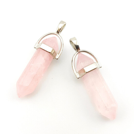 Кулон кристалл Розовый кварц 41х8 мм 1 шт.