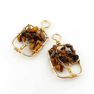 Кулон дерево жизни Тигровый глаз 38х23 мм 1 шт.