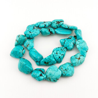 Бирюза бусины из камня галтовка 10-16 мм +-37 см 21 шт.