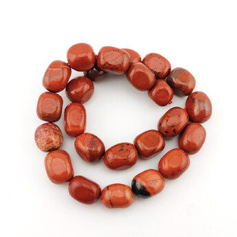 Яшма Кровавик бусины из камня галтовка 12-13 мм +-39 см 22 шт.