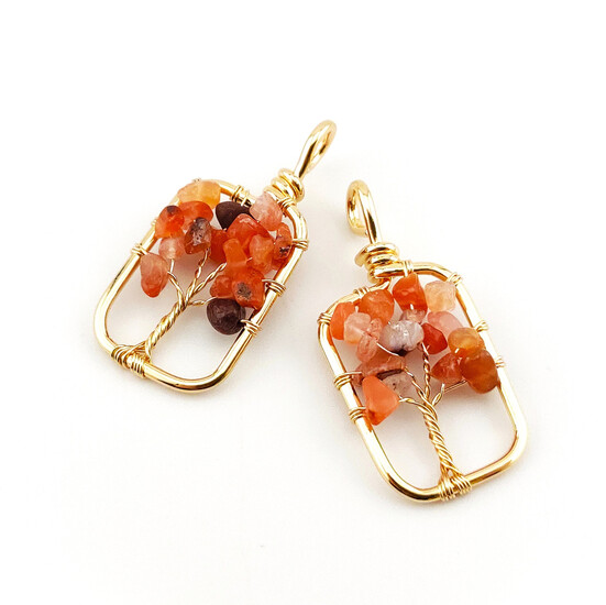 Кулон дерево жизни Сердолик 40х20 мм 1 шт.