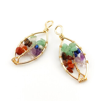 Кулон дерево жизни Самоцветы 45х18 мм 1 шт.