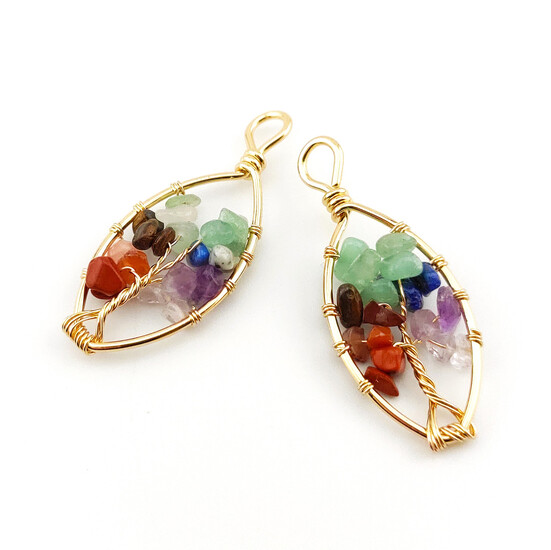 Кулон дерево жизни Самоцветы 45х18 мм 1 шт.