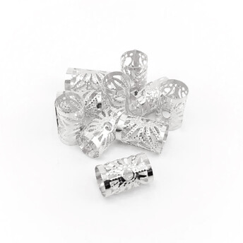 Трубочка украшение для дредов и косичек 15х10 мм 20 шт. Серебристый