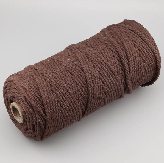 Канат для макраме веревка хлопковая 2 мм +-200 м Коричневый