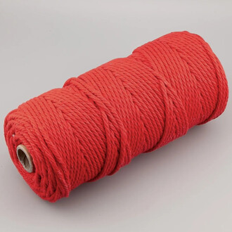 Канат для макраме веревка хлопковая 2 мм +-200 м Красный