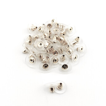 Заглушка для серьг со шляпкой 6х10 мм +-100 шт. Серебристый