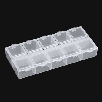 Органайзер 10 яч. контейнер пластиковый для рукоделия 13,2х5,8х1,9 см Прозрачный