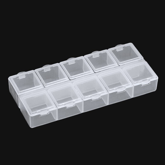Органайзер 10 яч. контейнер пластиковый для рукоделия 13,2х5,8х1,9 см Прозрачный