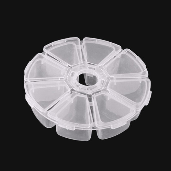 Органайзер 8 яч. контейнер пластиковый для рукоделия 10х2,7 см Прозрачный