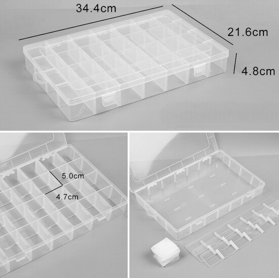 Органайзер 28 яч. контейнер пластиковый для рукоделия 34,4х21,6х4,8 см Прозрачный
