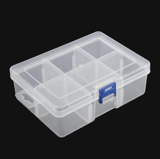 Органайзер 6 яч. контейнер пластиковый для рукоделия 16х11,5х5,7 см Прозрачный