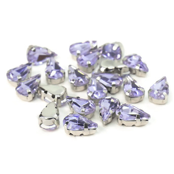 Стразы в цапах пришивные Капля 6х10 мм Сиреневый 10 шт.