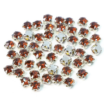 Стразы в цапах пришивные Круглые 5 мм Коричневый 60 шт.