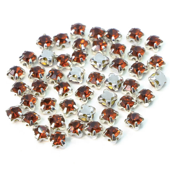Стразы в цапах пришивные Круглые 5 мм Коричневый 60 шт.