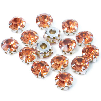 Стразы в цапах пришивные Круглые 8 мм Водно-Красный 30 шт.