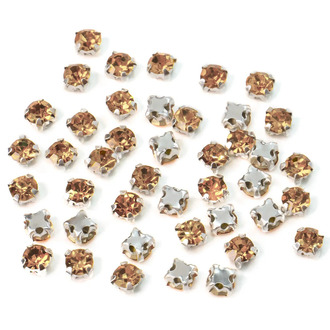 Стразы в цапах пришивные Круглые 4 мм Шампань 60 шт.