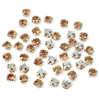 Стразы в цапах пришивные Круглые 4 мм Шампань 60 шт.