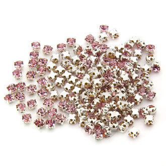 Стразы в цапах пришивные Круглые 4 мм Розовый светлый 60 шт.