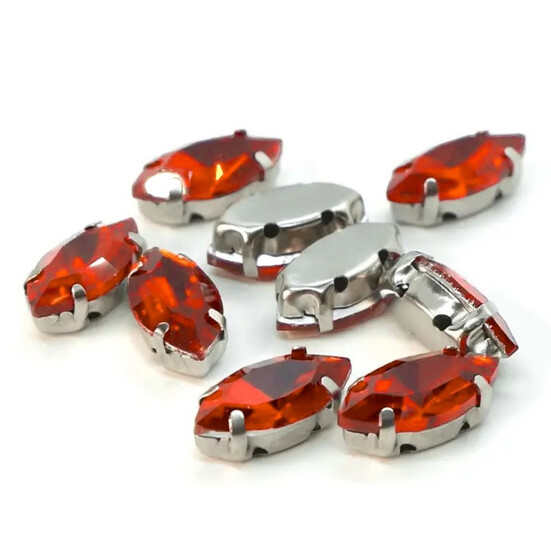 Стразы в цапах пришивные Лодочка 5х10 мм Оранжевый 10 шт.