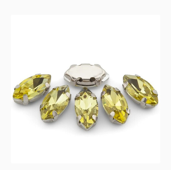 Стразы в цапах пришивные Лодочка 7х15 мм Желтый 10 шт.