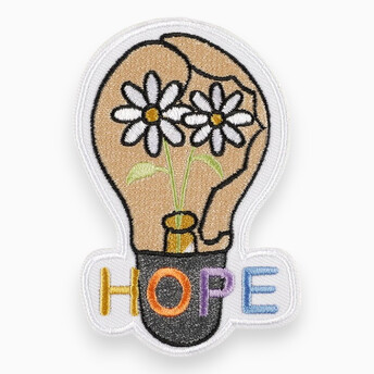 Термоаппликация HOPE вышитая 8,6х5,6 см 1 шт. Разные цвета