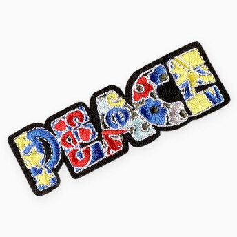 Термоаппликация PEACE вышитая 2,5х7,9 см 1 шт. Разные цвета