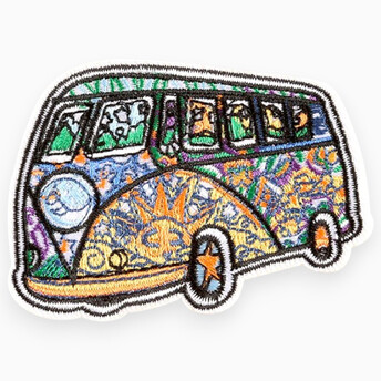 Термоаппликация Hippie Bus вышитая 5,6х7,6 см 1 шт. Разные цвета