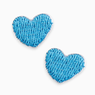 Термоаппликация Heart вышитая 1,3х1,6 см 1 шт. Голубой