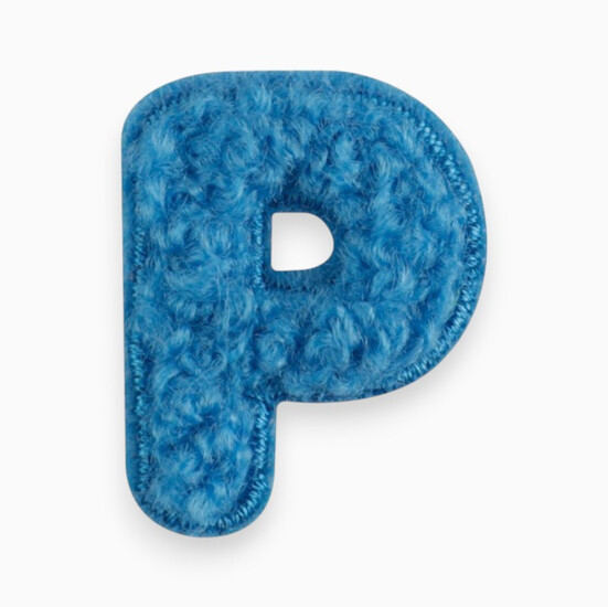 Термоаппликация буква "P" плюшевая 2,5х2 см 1 шт. Синий