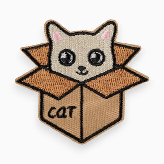 Термоаппликация Cat in a box вышитая 6х6,5 см 1 шт. Коричневый