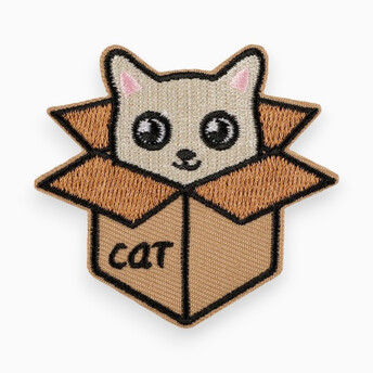 Термоаппликация Cat in a box вышитая 6х6,5 см 1 шт. Коричневый